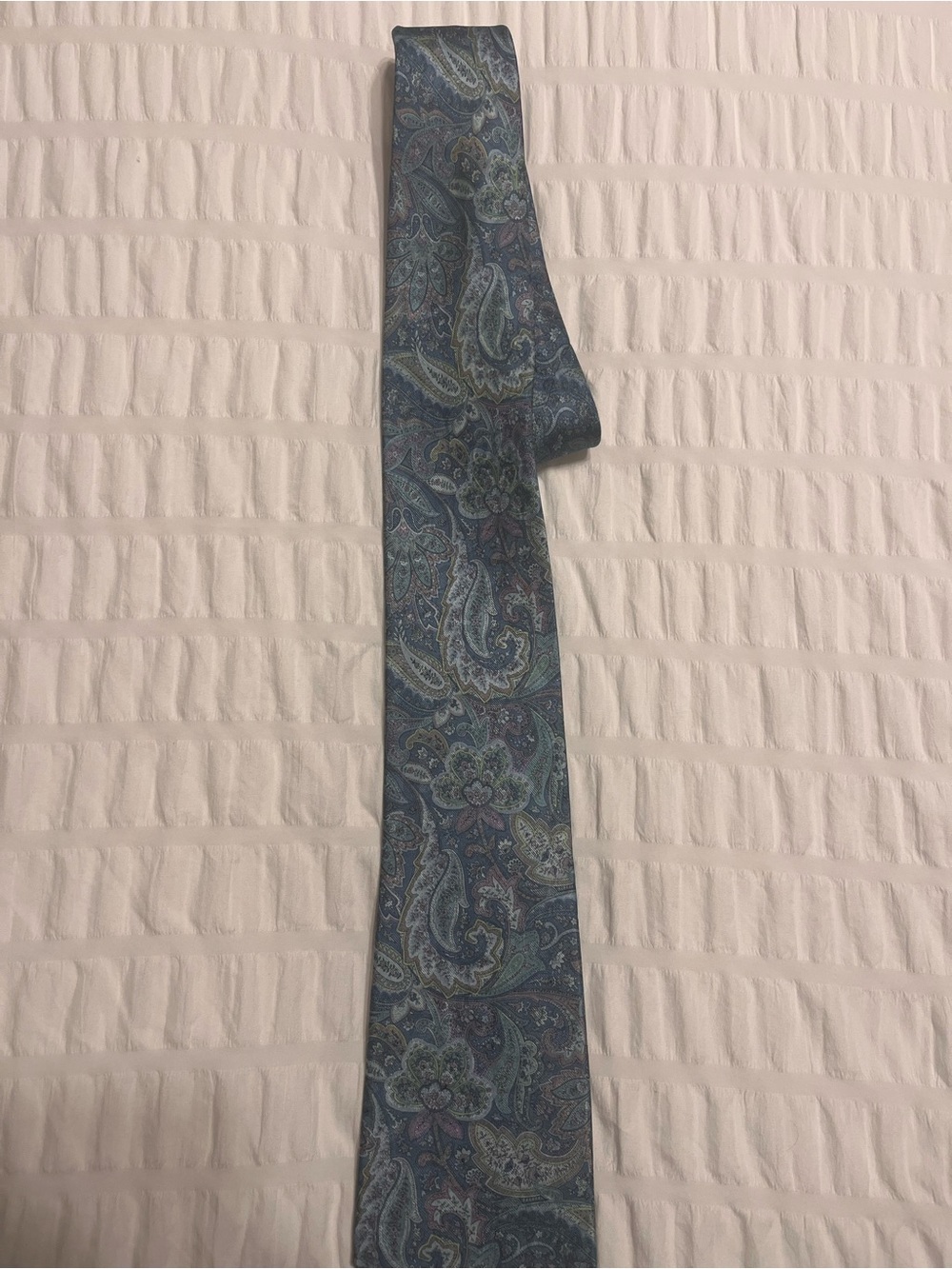 Men's Paisley Silk Tie in Teal Blue